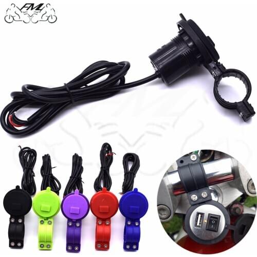 DC 12V-24V Motorcycle USB Charger with Switch Waterproof Phone Charger for XJ6 FZ1 MT09 MT07 FZ6 XJR1300 Z800 Z900 Z1000 790DUKE