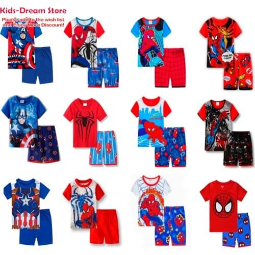 Kids Boys Girls Clothes Baby Pajamas Summer Cotton Short Sleeve T Shirt Pyjamas Pijamas Set Cartoon Children Sleepwear