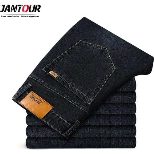 Brand Autumn winter Men straight thick jeans classic high quality Cotton Advanced Stretch Loose trousers male big size 40 42 44