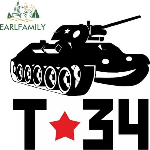 EARLFAMILY 13cm x 12.5cm Beware of Tank T-34 Ussr Victory Day Car Sticker Vinyl Auto Motorcycle Decal Waterproof Car Accessories
