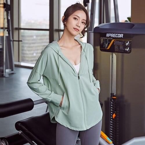 Heyyoga Women Loose Hooded Yoga Jacket Gym Casual Running Training Long Sleeve Sunscreen Net Celebrities Sports Quick-Drying Top