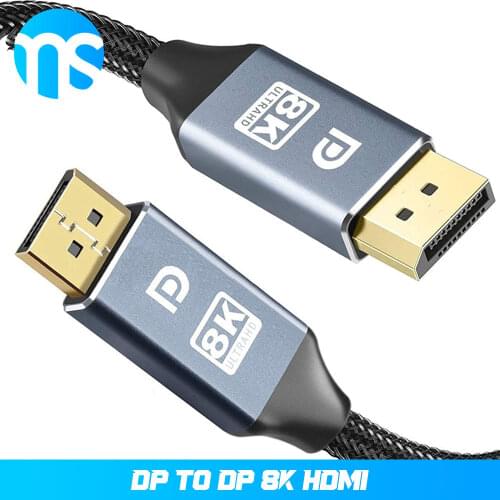 MS Braided DisplayPort Cable Ultra HD 8K 4K Copper Cord DP 1.4 HBR3 8K@60Hz 4K@144Hz DP to DP Cable for Laptop PC 1.2 High Speed