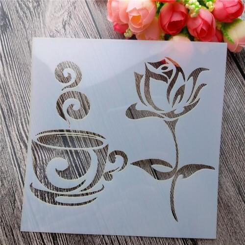 Scrapbooking tool card DIY album masking spray painted template drawing stencils laser cut templates flower tea shape