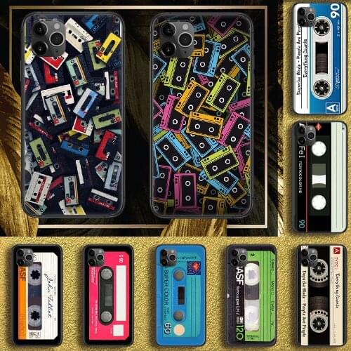 Old Tape Classical Cassette Phone Case Cover Hull For iphone 5 5s se 2 6 6s 7 8 12 mini plus X XS XR 11 PRO MAX black fashion