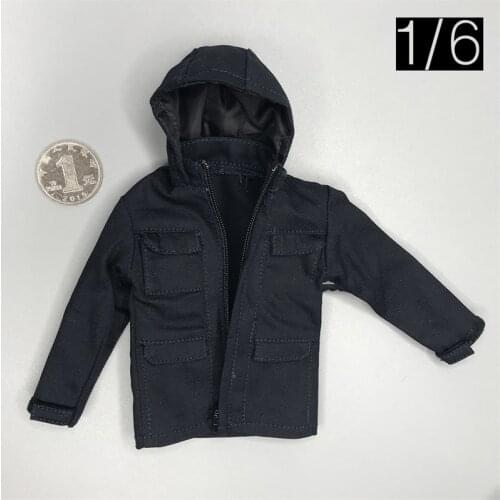 Hot Sales 1/6 Scale Soldier Jacket Coat Black Top For 12 Inch Doll Action Collectible