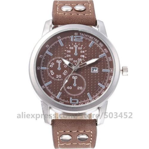 100pcs/lot Fashion Men Watches Leather Simple Watches Men Casual Business Calendar Three Eye Watch Mens band Sports Watches