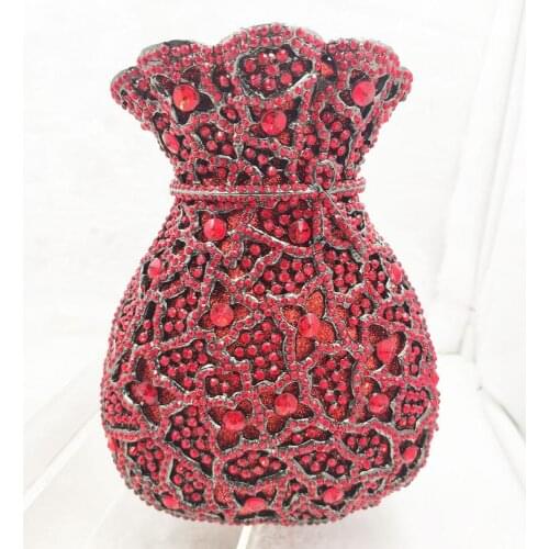 Red Crystal Fashion Evening Bags for Dinner Handbags Women Party Wedding Bridal Bags Ladies Clutch Bags Customized SM33