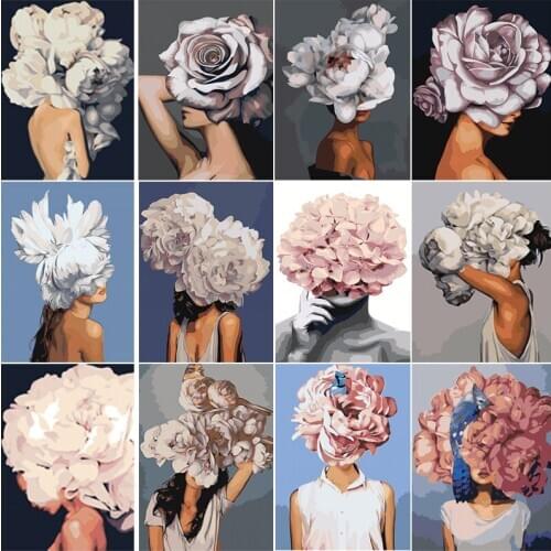 XUEQIXIAOZU Diamond drawing Flower Girl DIY Hand Painted Kits Drawing Canvas Pictures Figure Home Decor