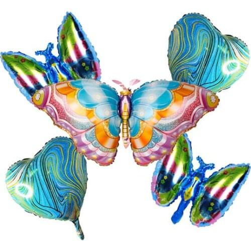 5 Pcs Butterfly Balloons Set, 1 Pieces Huge Butterfly Mylar Balloon Butterfly and Agate Heart Foil Balloon for Butterfly Party