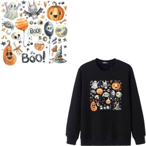 Halloween Pumpkin Iron on Patches for Clothing Heat Transfer Stickers on Cloth for T-shirt DIY Applique Thermal Transfer Vinyl G