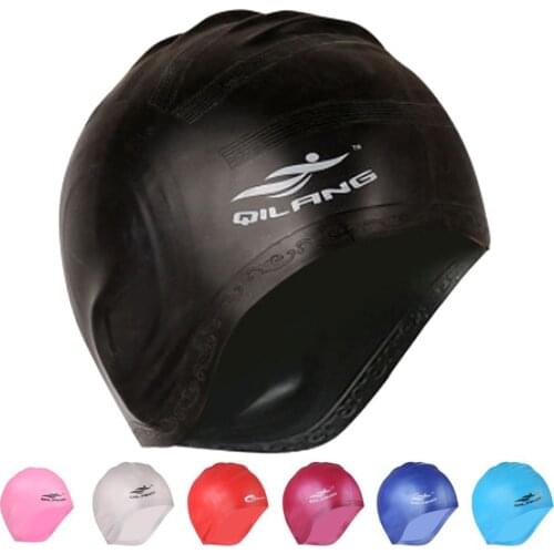 New Silicone Gel Waterproof Ear Cup Long Hair Protection Swimming Swim Pool Sports Swimwear Cap Hats for Men Women Ladies Adults