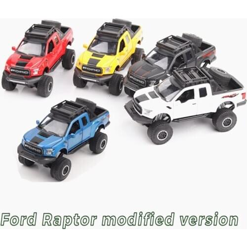 New 1:32 Ford Raptor F150 Pickup Truck Metal Toy Cars Model With Music Flashing Sound For Boys Birthday Gifts Free Shipping