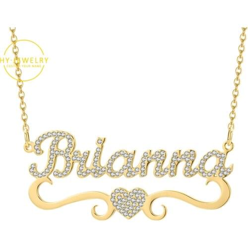 Heart With Personalized Necklace&Pendants For Women Bling Jewelry iced out letter Necklace Custom Stainless steel Name necklace