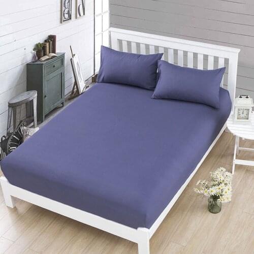 1PC Fitted Sheet Solid Color Bed Sheet Twin Queen Bedsheets Minimalistic Style Fitted Sheet With Elastic Band (no pillowcase)