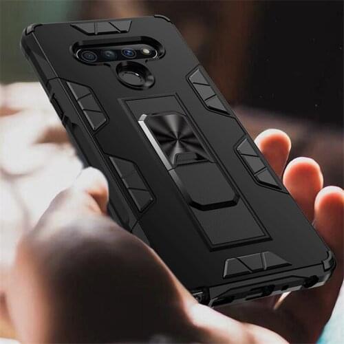 For LG Stylo 6 Shockproof Case Magnetic Car Holder Ring Soft Silicone Edge Hard Back Cover for LG K51 K31Aristo 5 Harmony 4