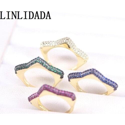 5Pcs Adjustable CZ Star Ring, New Fashion Gold Color Ring, Cz micro pave Rings Women Jewelry