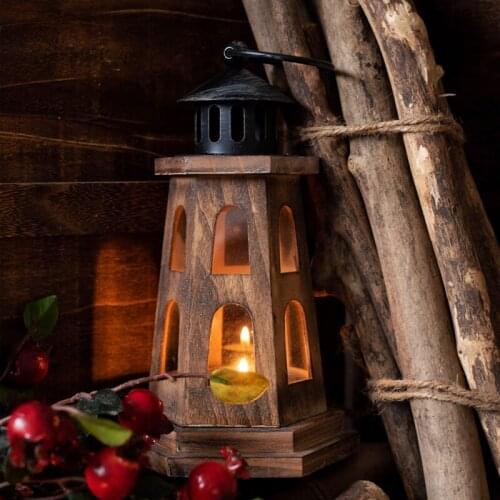 Nordic Creative Wooden Lantern Candlestick Balcony Courtyard Retro Home Decoration Candle Holder Wedding Table Centerpieces