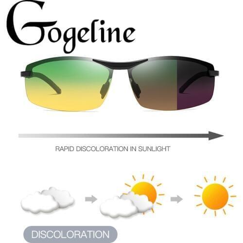 Day Night Vision Photochromic Polarized Sunglasses Men Driving Glasses UV400 Metal Square Discoloration Driver Goggles