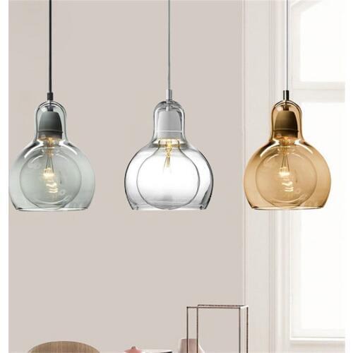 Modern Small Glass Pendant Light Clear Glass Lampshade Nordic Calabash Hanging Lamp for Bedside Dining Room Bar Restaurant
