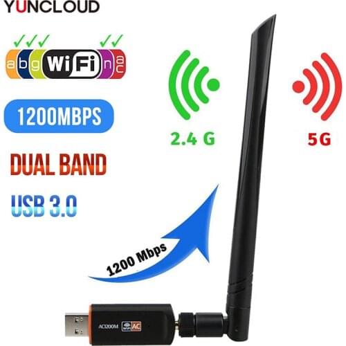 USB 3.0 1200Mbps Wifi Adapter Dual Band 5GHz 2.4Ghz 802.11AC RTL8812BU Wifi Antenna Dongle Network Card For Laptop Deskto