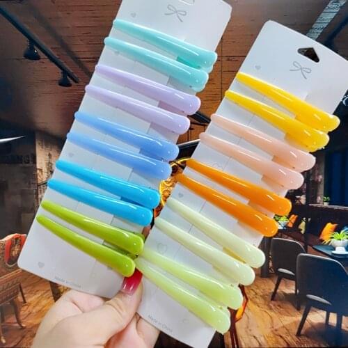 10pcs/Set Simple Candy Color Hair Clips For Women Fashion Non-Slip Plastic Hairpins Make Up Wash Face Hairgrips Hair Accessories