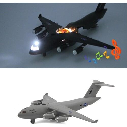 1/32 C17 Transport Plane Pull Back Music LED Model Table Decor Kids Toy Gift