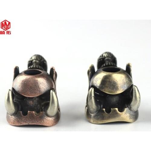 1PCS Retro Brass Red Copper Half Orc EDC Paracord Knife Bead Key Chain Outdoor Camping Tool Pendant DIY Accessories