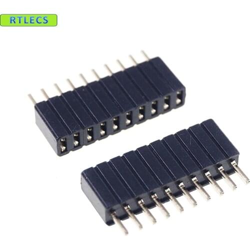 100pcs 1x10 P 10 pin 1.27mm Pitch Pin Header Female single row straight through hole DIP Rohs Lead free