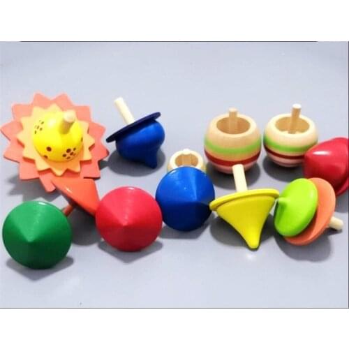 12pcs/lot Mini Wooden Spinning Top Toys for Kids Colorful Wooden Gyro Non-Toxic Desktop GameTop Baby Traditional Classic Toys