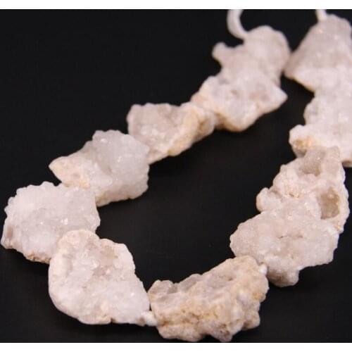 15.5"/strand Natural White Quartz Geode Drusy Freeform Large Nugget Loose Beads,Roug Raw Crystal Druzy Pendant Jewelry Supplier