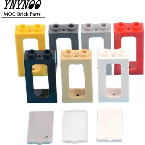 20Pcs/lot Train Window 1x2x3 with Glass Building Blocks Bricks MOC Train Parts Toy for House Castle Compatible with 4035 + 60602