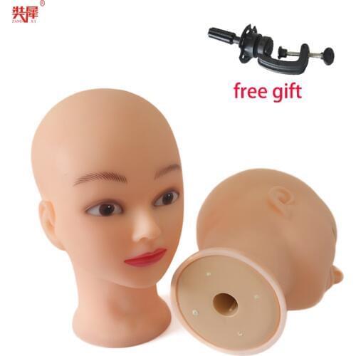 21inch Wig Head Stand For Hair Style Making Hat Display Women Manikin Head Bald Mannequin Head With Bracket Wig Stand With Head