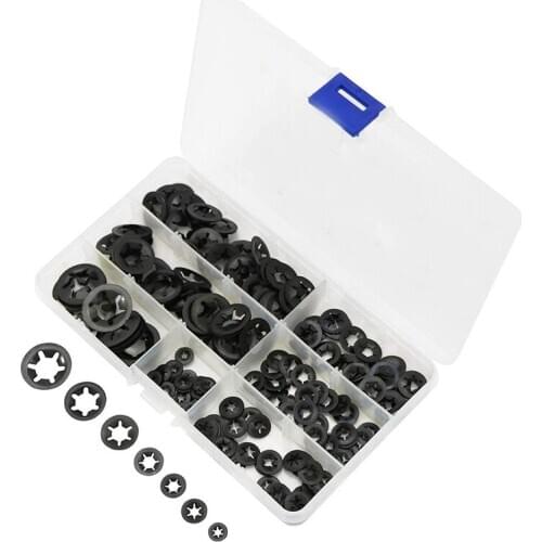 260Pcs M3 M4 M5 M6 M8 M10 M12 Push-on Locking Washers Star Nut Metal Quick Speed Star Nut Locking Fastener Assorted Kit