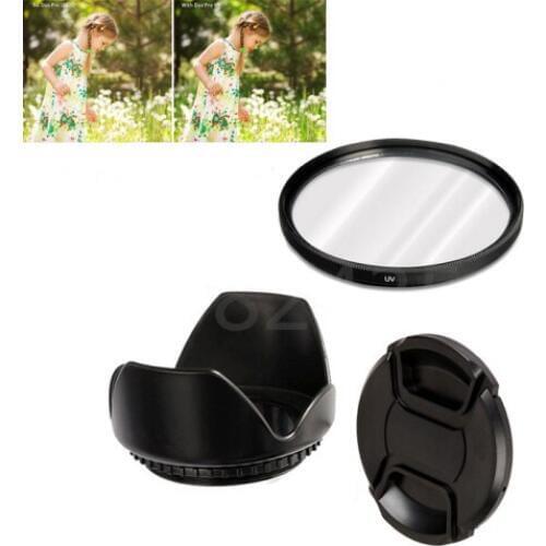 3in 1 set 55mm camera UV Filter + Lens Hood +Lens Caps for Nikon D5500 D5300 D5600 D3400 AF-P 18-55mm for Sony A290 A380 A390