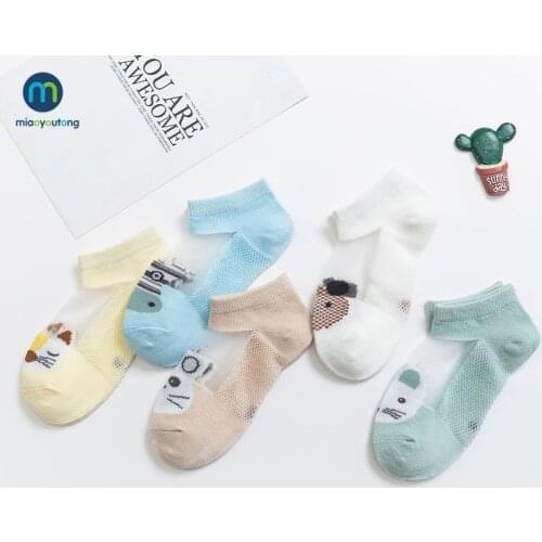 5 Pair/Set Cute Crystal Silk Mesh Summer Breathable Cotton Socks Children Kids Baby Girl Socks See Through Anti Slip Miaoyoutong