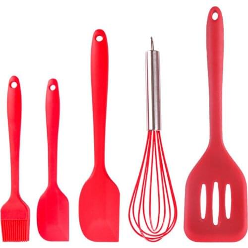 5 Pcs Silicone Cooking Tools Silicone Kitchen Utensils Set in Hygienic Solid Coating