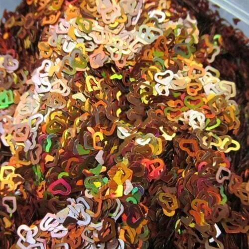 500g/bag Holographic Nail art hollow heart shapes spangle Glitter Pixie Heartz: Inferno (Red) Holographic 4mm hollow heart