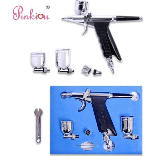 Pinkiou Dual Action 0.3mm Airbrush Kit for akvagrim Car Paint Body Tattoo Aerografo Air Brush Makeup Hobby Acrylic Paints