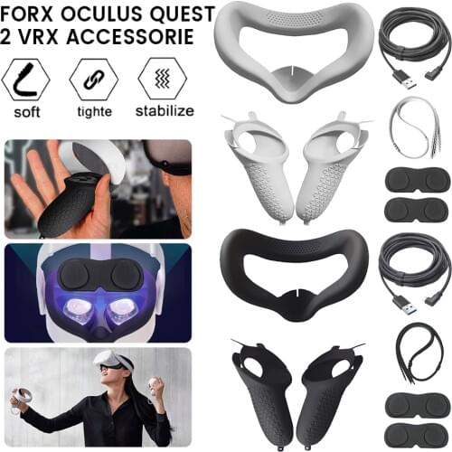 VR Accessories Eye Face Lens Cover Set Protective Cover for Oculus Quest 2 Controller Case Eye Face Cover Pad Wristband Grip