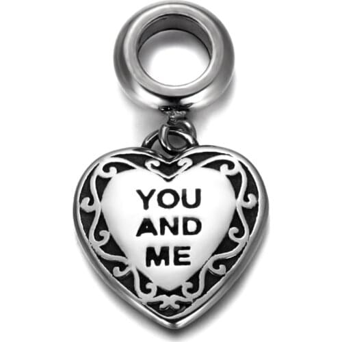 316L Stainless Steel Spacer Bail Beads with Heart Charms 5mm Hole Polished Metal Charm Accessories DIY Bracelet Jewelry Making