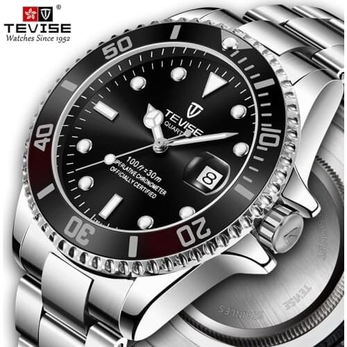 Men Watches Top Brand Luxury Tevise Classic Quartz Watch Man Waterproof Stainless Steel Wristwatches Mens Relogio Masculino 2021