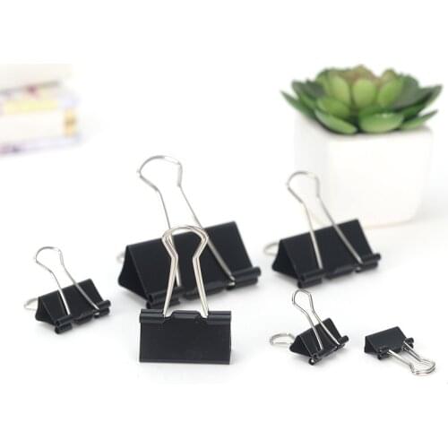51/41/32/25 /19 Mm Black Metal Binder School Office Supplies Memo Letter Paper Clip Stationery Fixed Clip Home Study Binder