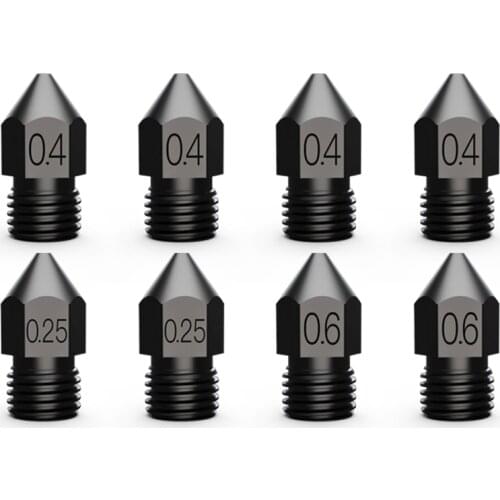 Creality Official Hardened Steel High-end Nozzles 8 PCS/Set with 0.4mm 0.25mm 0.6mm for Ender-3 Series/Ender-5 Series 3D Printer