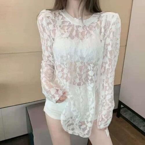 Cheap wholesale 2021 spring summer new fashion casual see through woman t-shirt lady beautiful nice women Tops female Fy1484