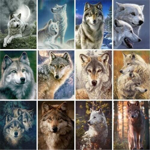 EverShine Diamond Painting Full Square Wolf Cross Stitch Diamond Embroidery Animals Picture Rhinestones Hobby Gift Home Decor