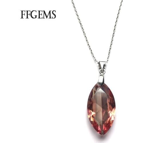 FFGems MQ13*25mm Zultanite 100% Silver 925 pendant with chain Color Change stone Fine Jewelry For Women girl Party Gift Box
