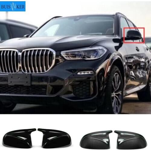 2Pcs Glossy Black Rear Side View Mirror Covers Shell Replacement For BMW X3 G01 X4 G02 X5 G05 X7 G07 2018 Up