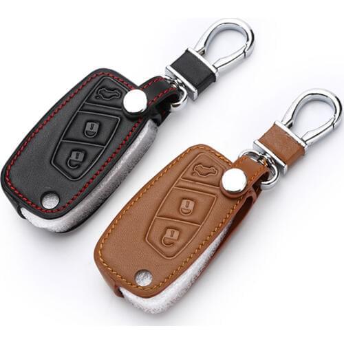 Leather Car Key Case Cover For Fiat Panda Stilo Punto Doblo Grande ducato 500x accessories Ducato palio grande egea freemont