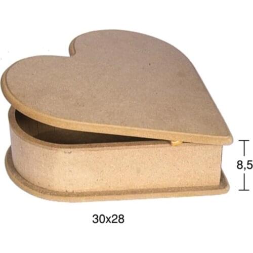 KU234 Great Hinged Heart Box, Can Be Painted Wood Mdf Box