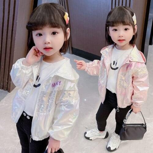 Sequins Jacket Spring Autumn Coat Outerwear Top Children Clothes School Kids Costume Teenage Girl Clothing High Quality